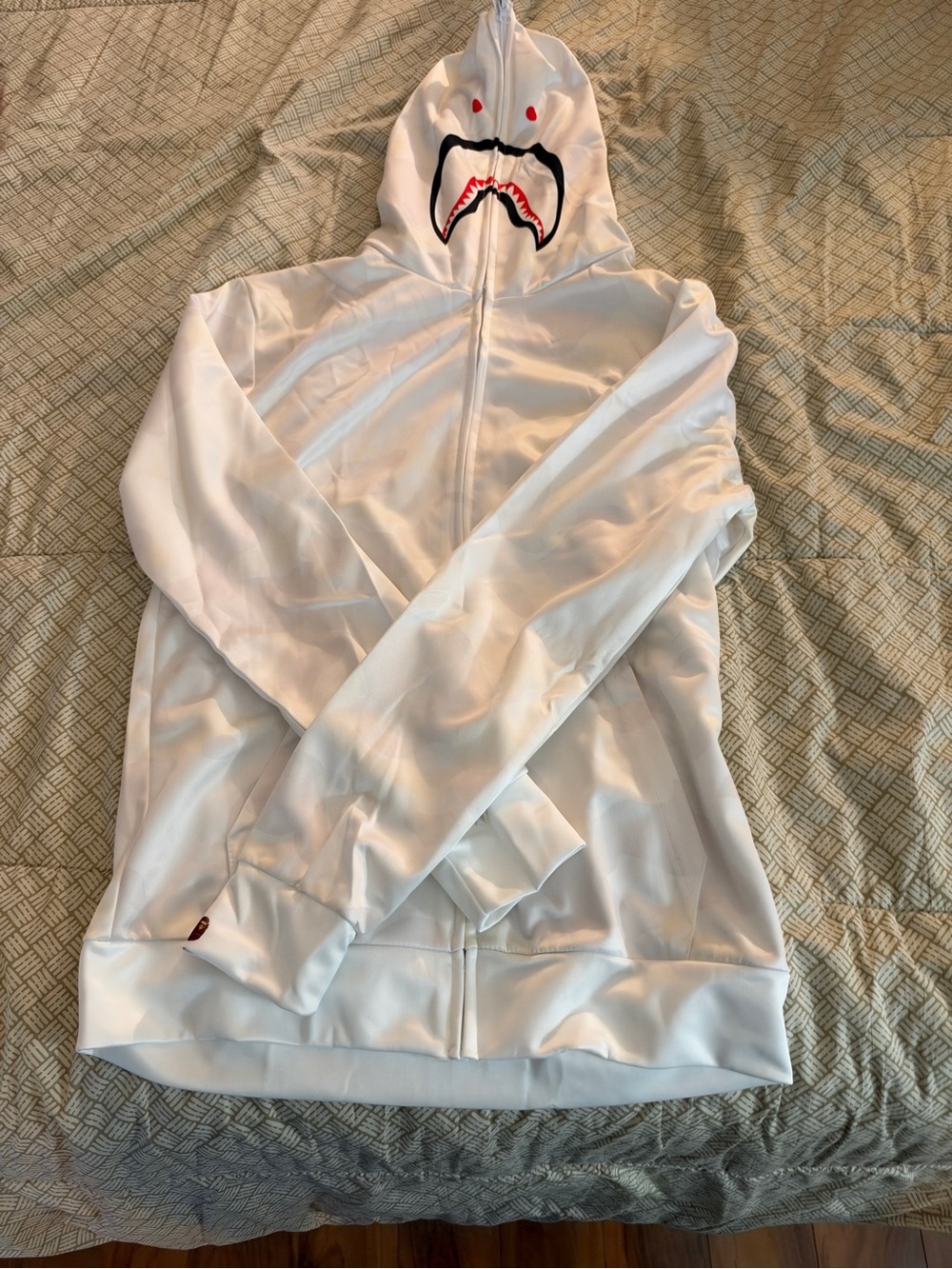 White Shark-Detail Zip-Up Hoodie Jacket BAPE